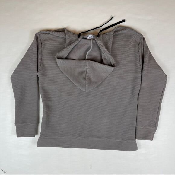 Peloton Rib Side Zip Hoodie Gray Oversize Women's Size S Relaxed Fit - Picture 4 of 11